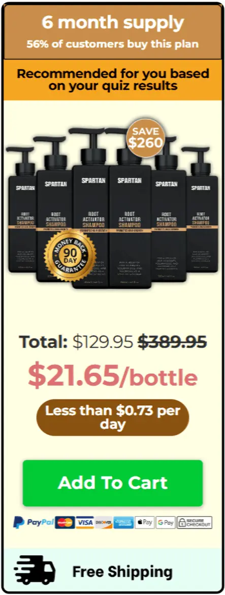 Spartan Root Activator Shampoo offer package price 